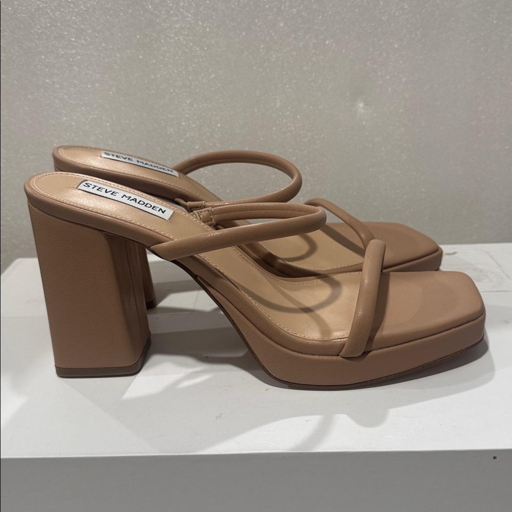 Steve Madden Tan Strappy Heels - Picture 5 of 7
